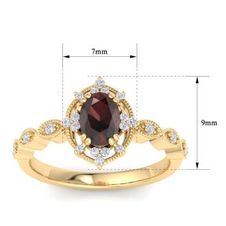 Garnet Ring: 2 Carat Garnet and Diamond Ring