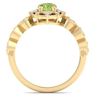 Peridot Ring: 2 Carat Peridot and Diamond Ring