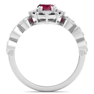 Ruby Ring: 2 Carat Ruby and Diamond Ring