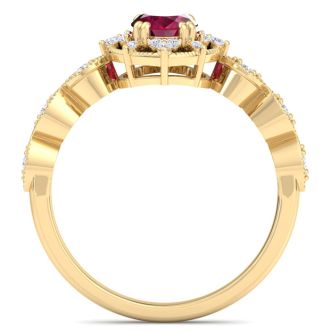Ruby Ring: 2 Carat Ruby and Diamond Ring