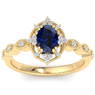 Sapphire Ring: 2 Carat Sapphire and Diamond Ring