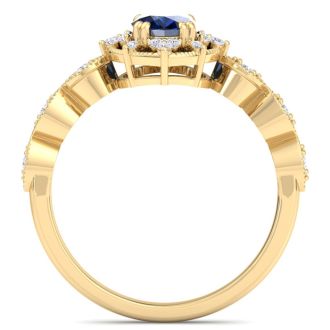 Sapphire Ring: 2 Carat Sapphire and Diamond Ring
