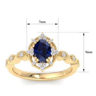 Sapphire Ring: 2 Carat Sapphire and Diamond Ring
