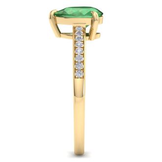 Emerald Ring: 1 1/4 Carat Pear Shape Emerald and Diamond Ring