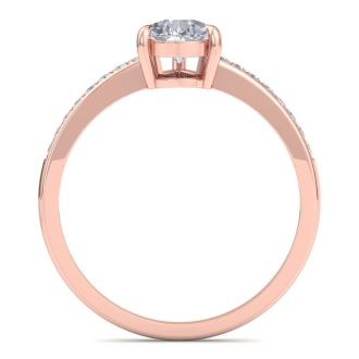 1 1/4 Carat Pear Shape Diamond Engagement Ring In 14K Rose Gold