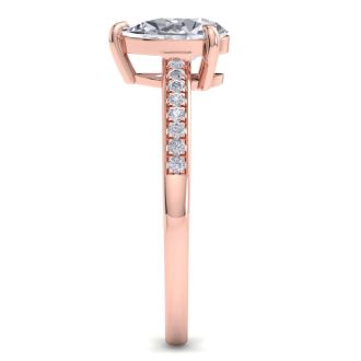 1 1/4 Carat Pear Shape Diamond Engagement Ring In 14K Rose Gold
