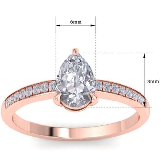 1 1/4 Carat Pear Shape Diamond Engagement Ring In 14K Rose Gold