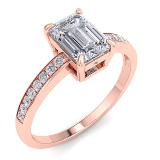 1 1/4 Carat Emerald Shape Diamond Engagement Ring In 14K Rose Gold