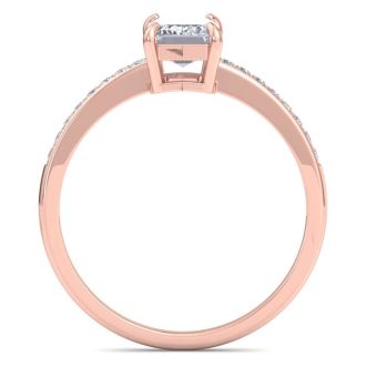1 1/4 Carat Emerald Shape Diamond Engagement Ring In 14K Rose Gold
