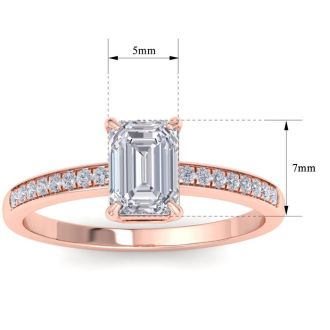 1 1/4 Carat Emerald Shape Diamond Engagement Ring In 14K Rose Gold
