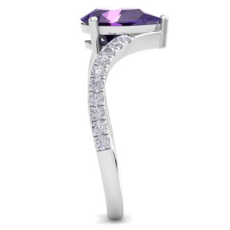Amethyst Ring: 1 1/2 Carat Pear Shape Amethyst and Diamond Ring