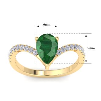 Emerald Ring: 2 Carat Pear Shape Emerald and Diamond Ring