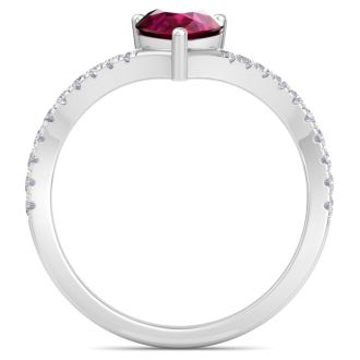 Ruby Ring: 2 Carat Pear Shape Ruby and Diamond Ring