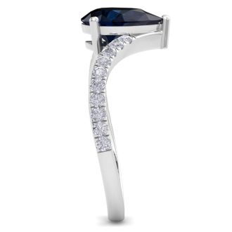 Sapphire Ring: 2 Carat Pear Shape Sapphire and Diamond Ring