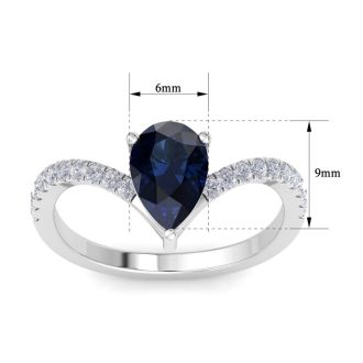 Sapphire Ring: 2 Carat Pear Shape Sapphire and Diamond Ring
