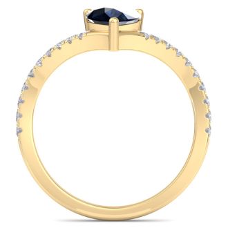 Sapphire Ring: 2 Carat Pear Shape Sapphire and Diamond Ring