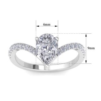 1 1/2 Carat Pear Shape Diamond Engagement Ring In 14K White Gold