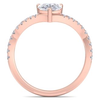 1 1/2 Carat Pear Shape Diamond Engagement Ring In 14K Rose Gold