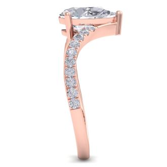 1 1/2 Carat Pear Shape Diamond Engagement Ring In 14K Rose Gold
