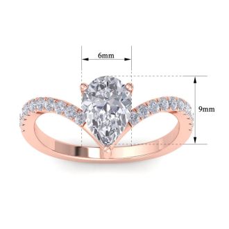 1 1/2 Carat Pear Shape Diamond Engagement Ring In 14K Rose Gold