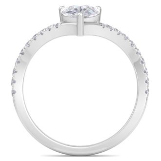 1 1/2 Carat Pear Shape Lab Grown Diamond Engagement Ring In 14K White Gold