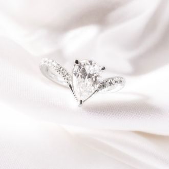 1 1/2 Carat Pear Shape Lab Grown Diamond Engagement Ring In 14K White Gold
