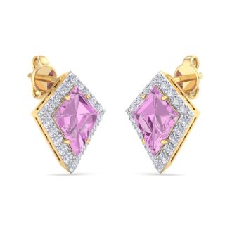 Pink Topaz Earrings: 2 1/5 Carat Pink Topaz and Diamond Earrings