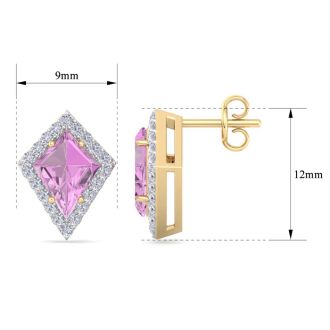 Pink Topaz Earrings: 2 1/5 Carat Pink Topaz and Diamond Earrings