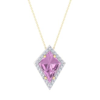 Pink Topaz Necklace: 1 3/4 Carat Pink Topaz and Diamond Necklace