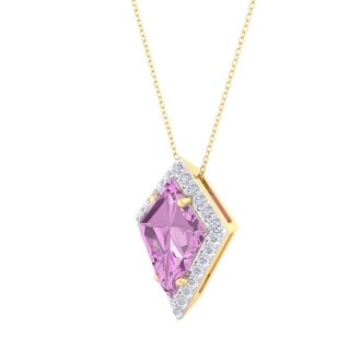 Pink Topaz Necklace: 1 3/4 Carat Pink Topaz and Diamond Necklace