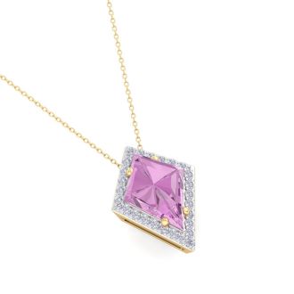 Pink Topaz Necklace: 1 3/4 Carat Pink Topaz and Diamond Necklace