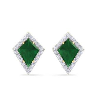 Emerald Earrings: 2 1/5 Carat Emerald and Diamond Earrings