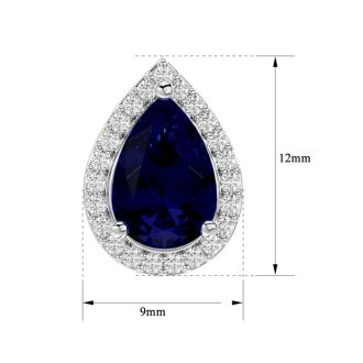 3 Carat Pear Shape Sapphire and Halo Diamond Earrings In Sterling Silver