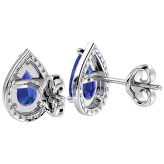 2 3/4 Carat Tanzanite and Diamond Pear Shape Stud Earrings In 14 Karat White Gold 