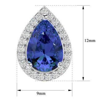 2 3/4 Carat Tanzanite and Diamond Pear Shape Stud Earrings In 14 Karat White Gold 