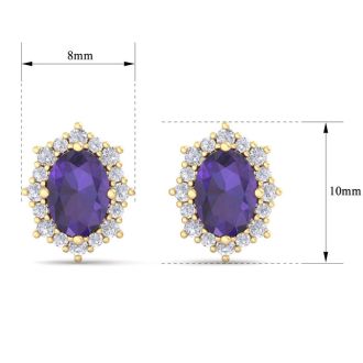 Amethyst Earrings: 2 Carat Amethyst and Diamond Earrings