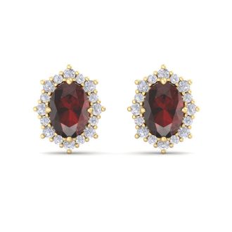 Garnet Earrings: 2 1/2 Carat Garnet and Diamond Earrings