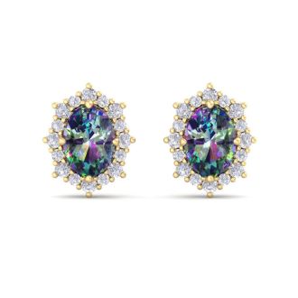 Mystic Topaz Earrings: 2 1/2 Carat Mystic Topaz and Diamond Earrings