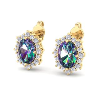 Mystic Topaz Earrings: 2 1/2 Carat Mystic Topaz and Diamond Earrings