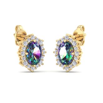 Mystic Topaz Earrings: 2 1/2 Carat Mystic Topaz and Diamond Earrings
