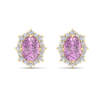 Pink Topaz Earrings: 2 1/2 Carat Pink Topaz and Diamond Earrings