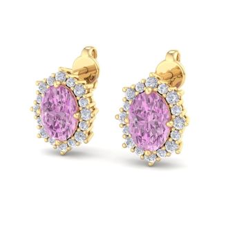 Pink Topaz Earrings: 2 1/2 Carat Pink Topaz and Diamond Earrings