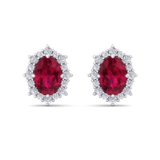 Ruby Earrings: 2 1/2 Carat Ruby and Diamond Earrings