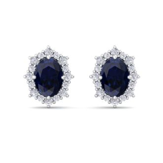 Sapphire Earrings: 2 1/2 Carat Sapphire and Diamond Earrings