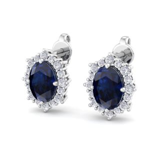Sapphire Earrings: 2 1/2 Carat Sapphire and Diamond Earrings