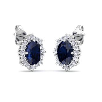 Sapphire Earrings: 2 1/2 Carat Sapphire and Diamond Earrings