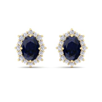 Sapphire Earrings: 2 1/2 Carat Sapphire and Diamond Earrings