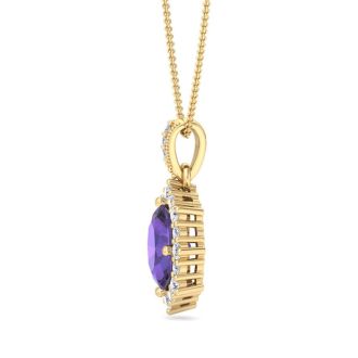 Amethyst Necklace: 1 1/3 Carat Amethyst and Diamond Necklace