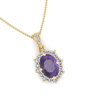 Amethyst Necklace: 1 1/3 Carat Amethyst and Diamond Necklace