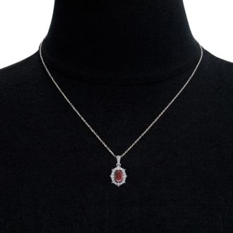 Garnet Necklace: 1 3/4 Carat Garnet and Diamond Necklace